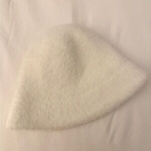 White Fuzzy Bucket Hat